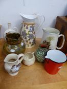 VARIOUS DECORATIVE JUGS.