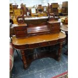 A VICTORIAN MAHOGANY DRESSING TABLE AND A SIMILAR WASH STAND.