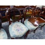 A SET OF FOUR VICTORIAN BALLOON BACK CHAIRS.