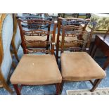 A SET OF FOUR GEORGIAN STYLE LADDER BACK DINING CHAIRS.