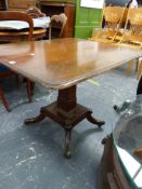 A SMALL MAHOGANY CENTRE TABLE.