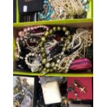 A LARGE COLLECTION OF VINTAGE AND MODERN COSTUME JEWELLERY.