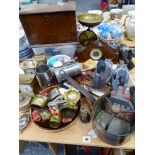 A VICTORIAN COPPER SAUCEPAN, DUCK ORNAMENTS AND PAPERWEIGHTS, VARIOUS SHELLS, AN EDWARDIAN