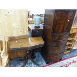 A TALL MAHOGANY CABINET ON CHEST,