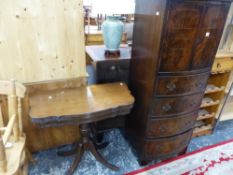 A TALL MAHOGANY CABINET ON CHEST,