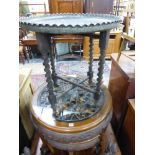 EASTERN HARDWOOD COFFEE TABLE, TOGETHER WITH A CHINESE CARVED NEST OF TABLES AND A MIDDLE EASTERN