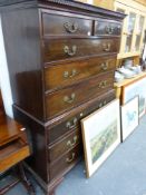 A GEORGE III, MAHOGANY CHEST ON CHEST.