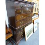 A GEORGE III, MAHOGANY CHEST ON CHEST.