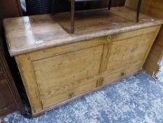 A 19th C. PINE MULE CHEST.