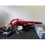 VARIOUS POWER TOOLS, A POWER DEVIL LEAF BLOWER/VAC ETC.