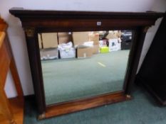 A WILLIAM IV MAHOGANY OVER MANTLE MIRROR.