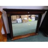 A WILLIAM IV MAHOGANY OVER MANTLE MIRROR.