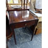 A GEORGIAN MAHOGANY SMALL PEMBROKE TABLE.