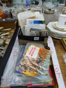 A QUANTITY OF POSTCARDS, CIGARETTE CARDS, TEA CARDS ETC.