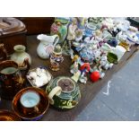 A LLADRO FIGURINE, VICTORIAN LUSTRE JUGS, VICTORIAN RELIEF MOULDED JUGS, AND VARIOUS OTHER