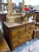 A VICTORIAN MAHOGANY CHEST OF DRAWERS.