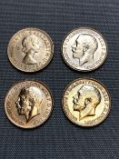 FOUR 22ct GOLD FULL SOVEREIGN COINS, THREE EDWARDIAN DATED 1911 AND ONE DATED 1958 ELIZABETH.