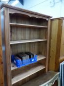 A MODERN PINE BOOKCASE AND ANOTHER SIMILAR.