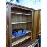 A MODERN PINE BOOKCASE AND ANOTHER SIMILAR.