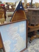 A MAP OF GREAT BRITAIN AND IRELAND, TOGETHER WITH A BOAT HULL DISPLAY SHELF.