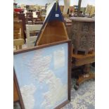 A MAP OF GREAT BRITAIN AND IRELAND, TOGETHER WITH A BOAT HULL DISPLAY SHELF.