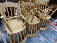 A SET OF SIX KITCHEN CHAIRS AND ONE OTHER.