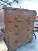 A LARGE VICTORIAN MAHOGANY CHEST OF DRAWERS.