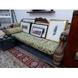 A LARGE 19th C. SHOW FRAME HALL SETTEE.