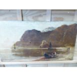 J. EDWIN ELLIS (1842-1895). A COASTAL VIEW. SIGNED OIL ON CANVAS, UNFRAMED. 46 x 84.5cms.