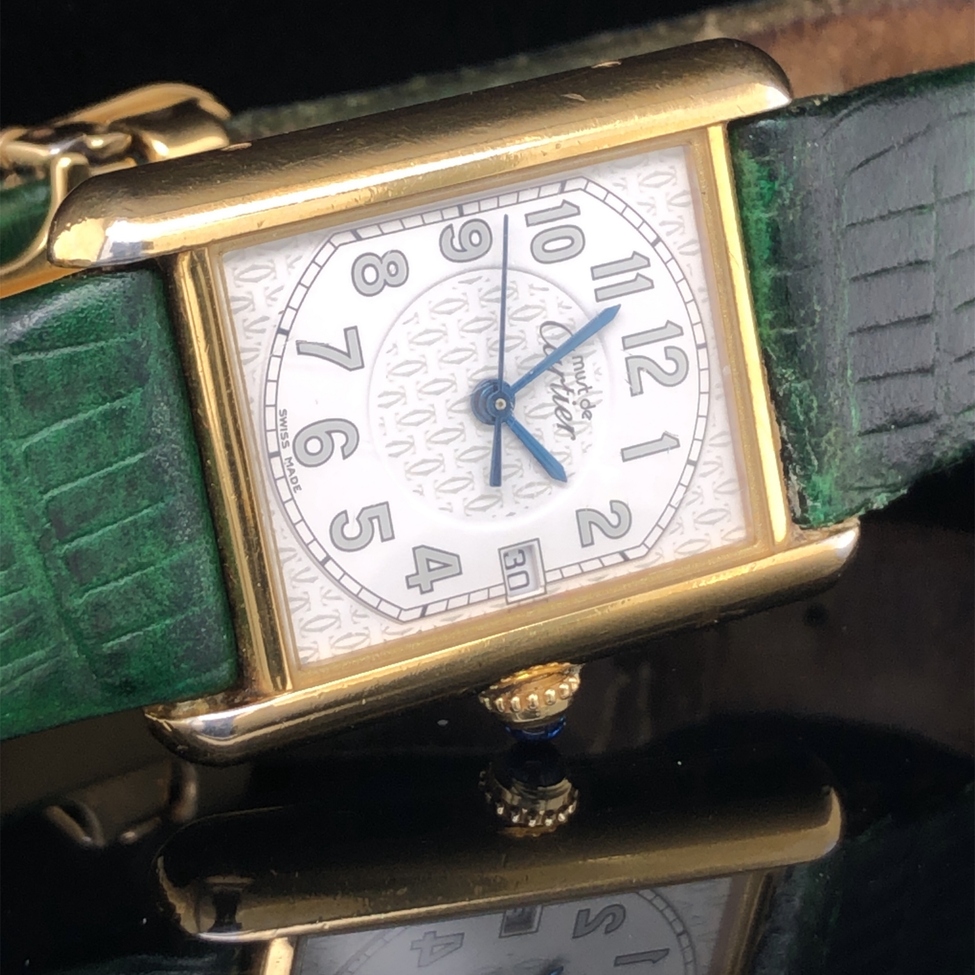 A CARTIER TANK MUST DE CARTIER ARGENT LADIES QUARTZ WATCH WITH DATE FUNCTION , WITH A SILVER GILT - Image 5 of 8