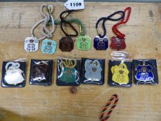 NINETEEN HENLEY ROYAL REGATTA BADGES, FIVE STEWARDS ENCLOSURE BADGES, THREE LEANDER CLUB CARD