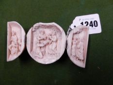 A DIEPPE IVORY BALL TRIPTYCH OPENING TO REVEAL BIBLICAL FIGURES. Dia. 5cms.