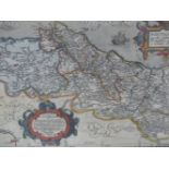 AN EARLY ANTIQUE HAND COLOURED MAP OF PORTUGAL. 35 x 52cms.