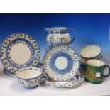 A WEDGWOOD PART TEA SERVICE PAINTED IN 1925 BY C R L M IN THE POWELL TASTE TOGETHER WITH A MOORCROFT