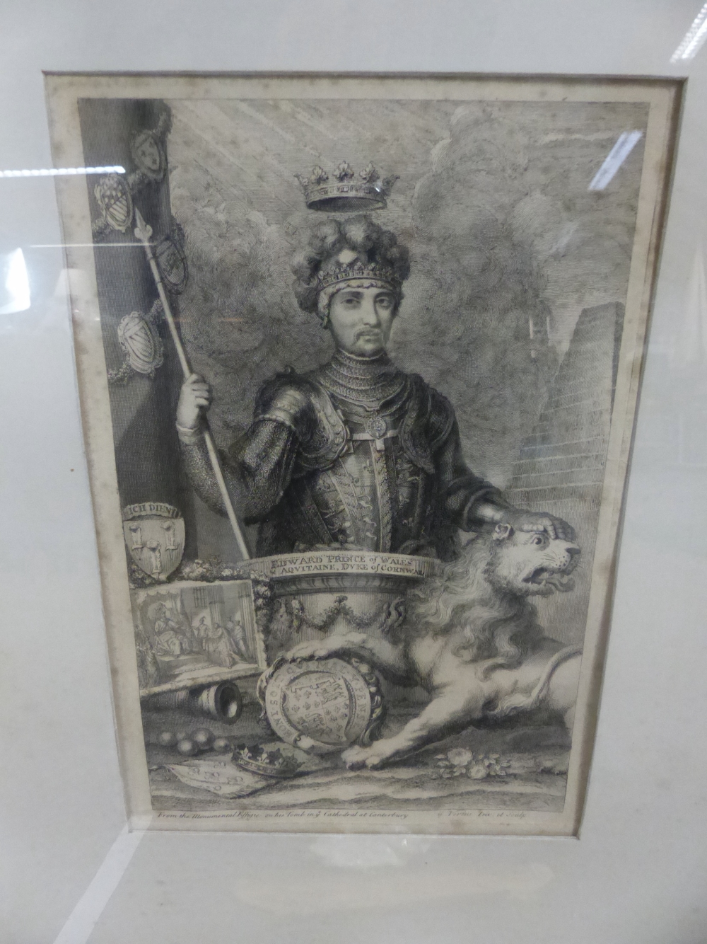 THREE EARLY ANTIQUE PORTRAIT PRINTS OF KINGS AFTER G. VERTUE. LARGEST 30 x 20cms. TOGETHER WITH A - Image 9 of 10