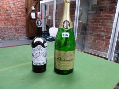 CHAMPAGNE, A MAGNUM OF CHARLEMAGNE POIRE MOUSSEUX SUPERIOR DEMI SEC CHAMPAGNE TOGETHER WITH A BOTTLE