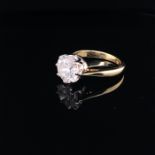 3.02ct ROUND BRILLIANT CUT DIAMOND SINGLE STONE RING ON AN 18ct YELLOW GOLD SHANK WITH A 18ct