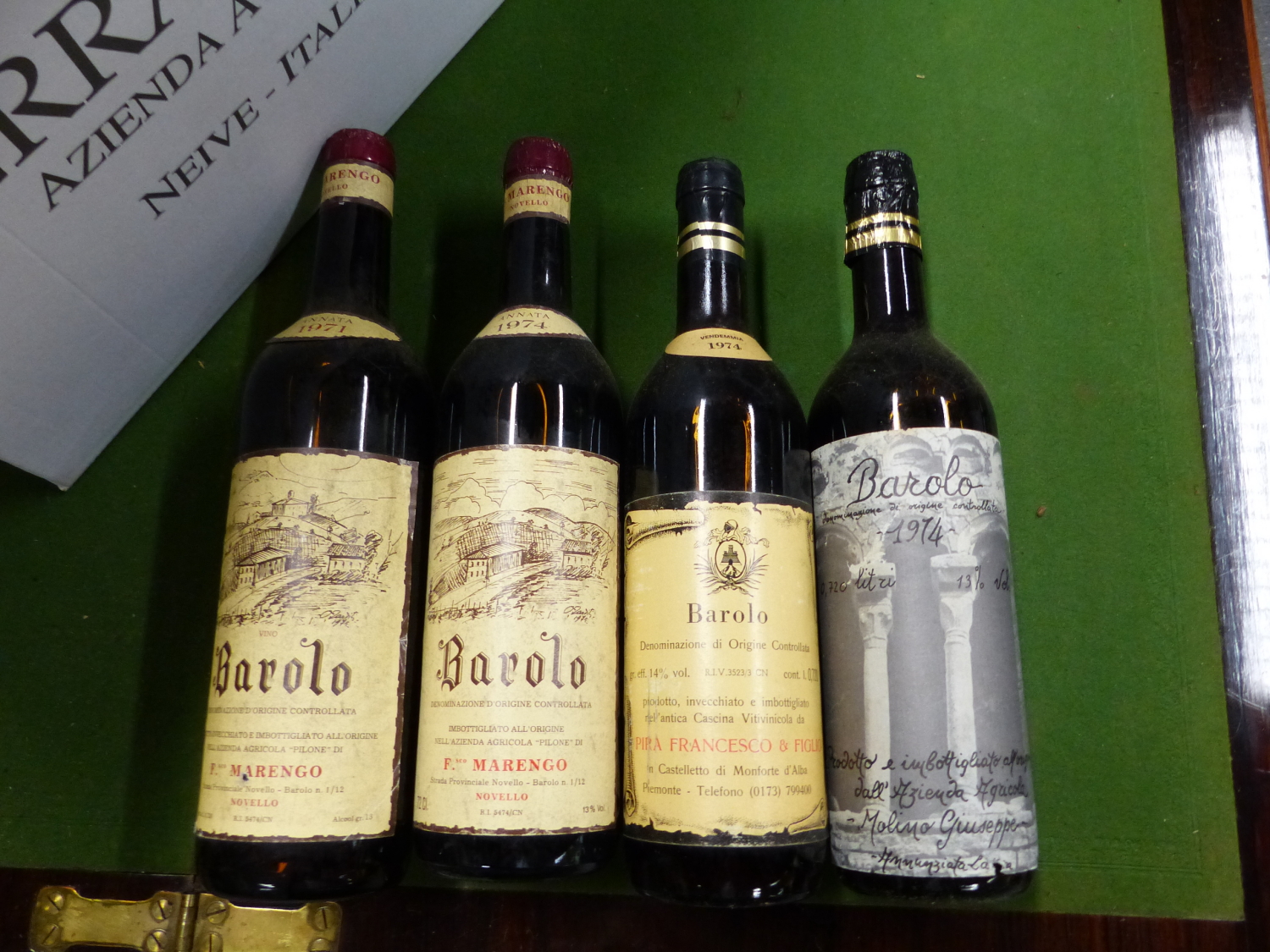 WINE, FOUR BOTTLES OF 1971 MARENGO BAROLO RED WINE TOGETHER WITH FIFTEEN VARIOUS BOTTLES OF 1974
