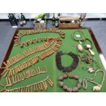 FOUR KENYAN WOODEN NECKLACES, TWO TURKANA NECKLACES, THREE NECKLACES WITH BONE PENDANTS, ANOTHER