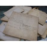 A COLLECTION OF MAINLY 18th C. VELLUM LEGAL DOCUMENTS RELATING TO THE PESHALL, FFORDE, SIMPSON,