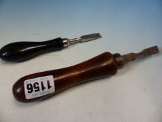 2 VINTAGE GUNSMITHS TOOLS WITH WOOD HANDLES.