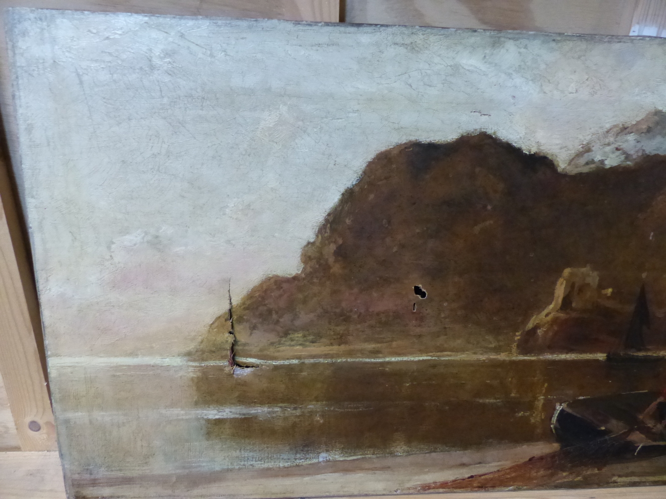 J. EDWIN ELLIS (1842-1895). A COASTAL VIEW. SIGNED OIL ON CANVAS, UNFRAMED. 46 x 84.5cms. - Image 3 of 4