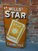 AN ORANGE GROUND ENAMEL SIGN FOR WILLS'S STAR CIGARETTES. 91.5 x 41.5cms.