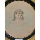 EDITH SCANNELL (1852-1940). OVAL PORTRAIT OF A YOUNG GIRL. SIGNED AND DATED 1908. CHALK DRAWING.