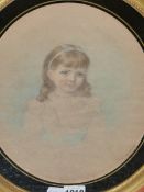 EDITH SCANNELL (1852-1940). OVAL PORTRAIT OF A YOUNG GIRL. SIGNED AND DATED 1908. CHALK DRAWING.