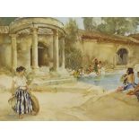 RUSSELL FLINT (1880-1969). ARR. WASHING DAY. PENCIL SIGNED COLOUR PRINT. 43.5 x 58cms.