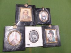 A COLLECTION OF FIVE PORTRAIT MINIATURES, TO INCLUDE: ONE OF ELIZABETH FRY, THREE OTHER
