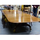 AN EARLY 19th C. METAMORPHIC MAHOGANY TABLE PLUS FOUR LEAVES, THE LIBRARY TABLE OPENING OUT ON A