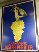 AFTER J. STALL. A VINTAGE CHAMPAGNE JOSEPH PERRIER COLOUR POSTER. 160 x 117cms.