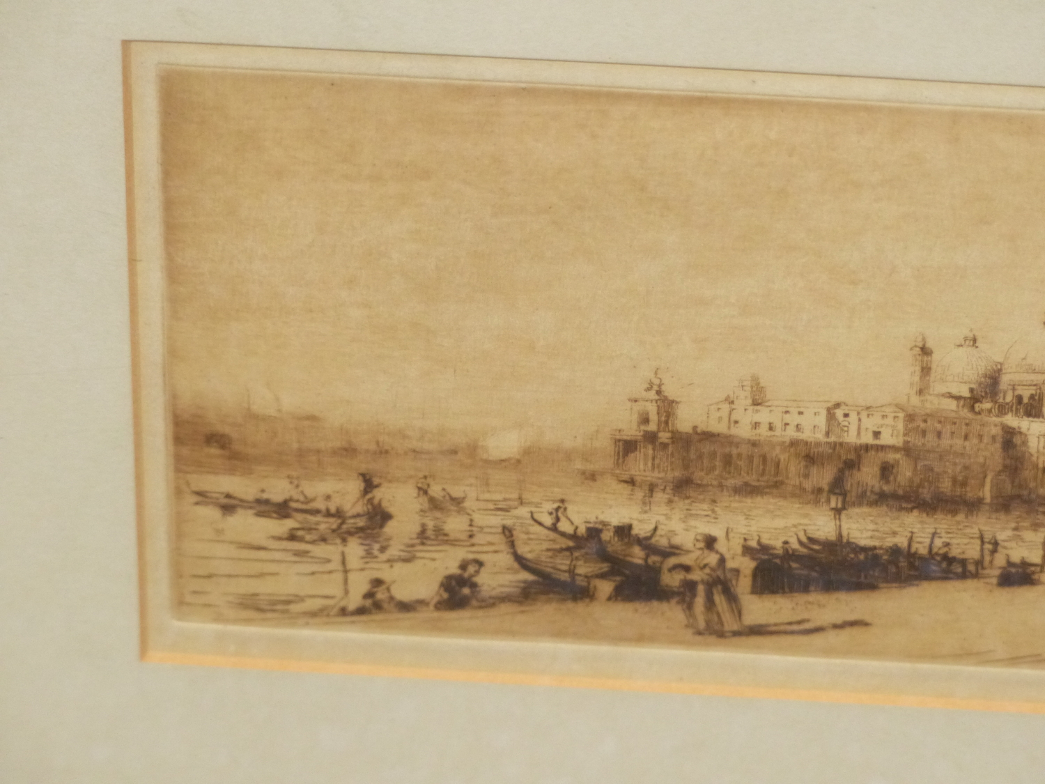 19th/20th.C. ENGLISH SCHOOL. A VIEW OF VENICE. INDISTINCTLY PENCIL SIGNED ETCHING. 14 x 31cms. - Image 3 of 6